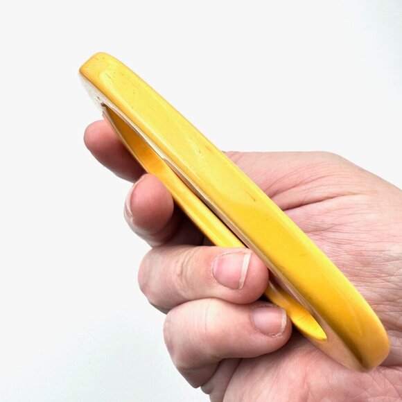 Vintage Bakelite Women's Bangle Bracelet Retro Rectangular Shape Yellow - Picture 3 of 4